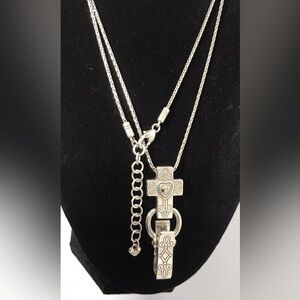 Ladies Brighton Cross ID Lanyard Silver Necklace
